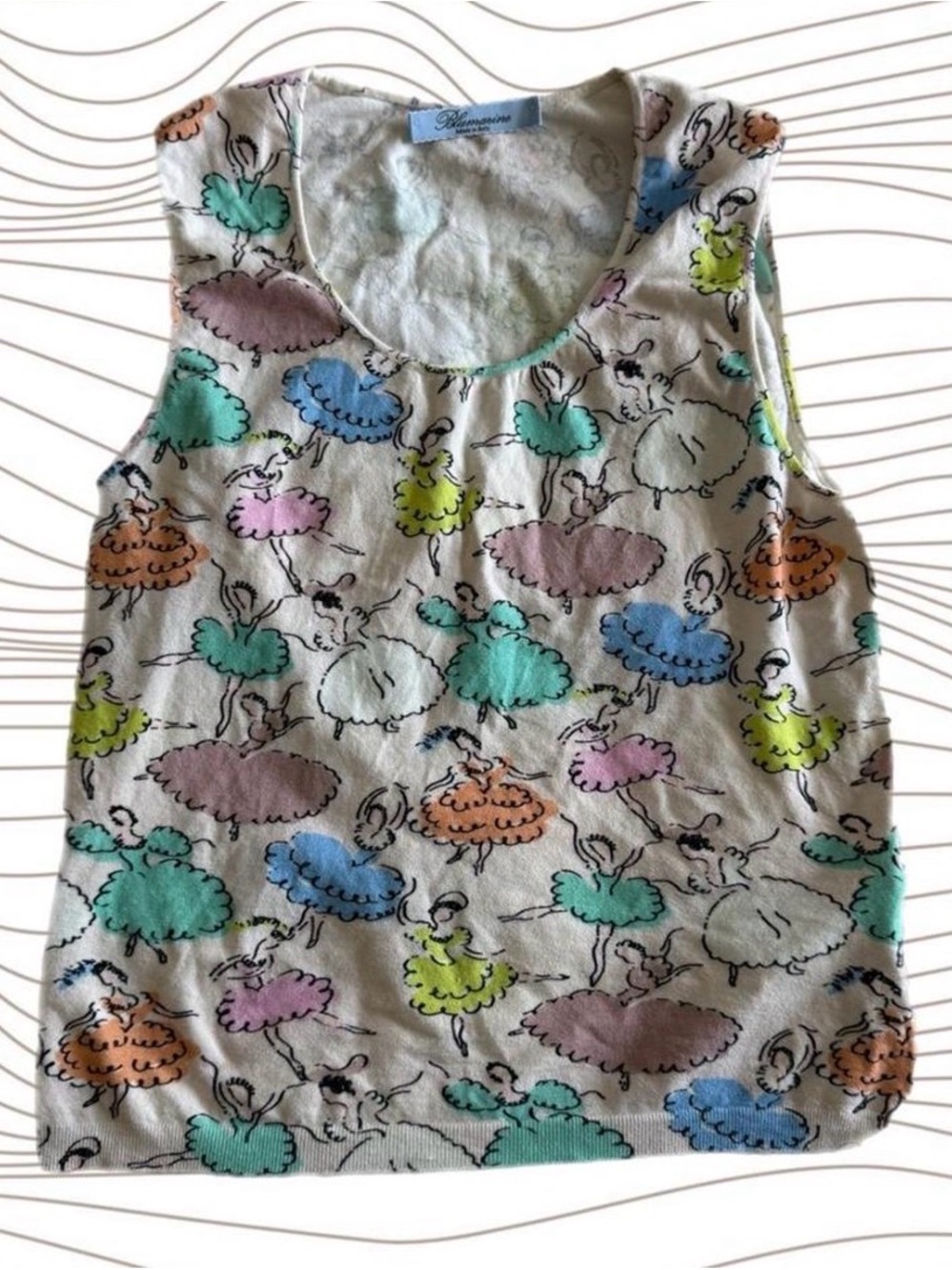 Rare Blumarine Ballerina Print Tank Top - Pastel Multi Uptown Girks